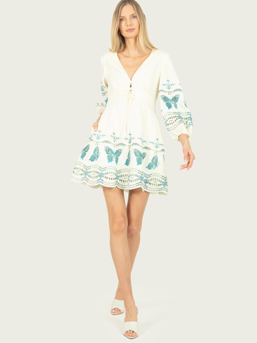 Secret Mission Butterfly Priscilla Dress, Cotton Linen with Embroidery, $695.00 - Picture 6 of 9